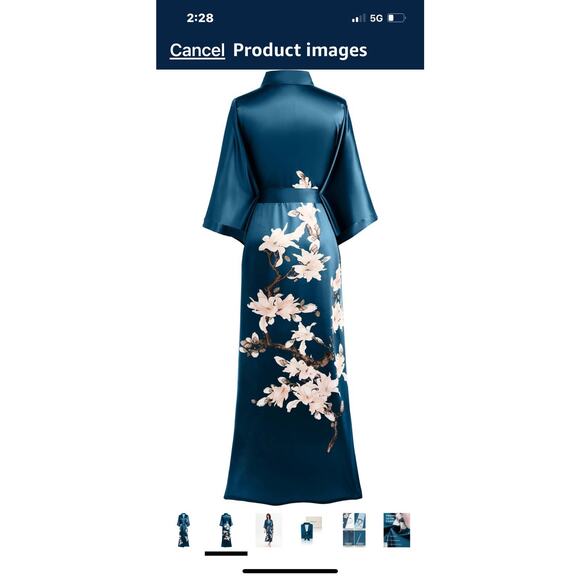 BABEYOND Kimono Robe Cover up with Box Long Floral Satin Sleepwear Silky Bathrob - Picture 2 of 16
